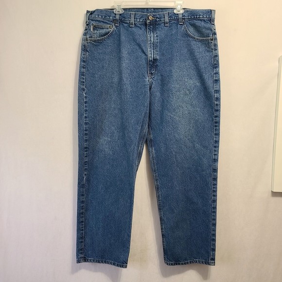 Carhartt Relaxed Fit Jeans Men's Size 46x32 Blue Denim Work - Picture 2 of 13